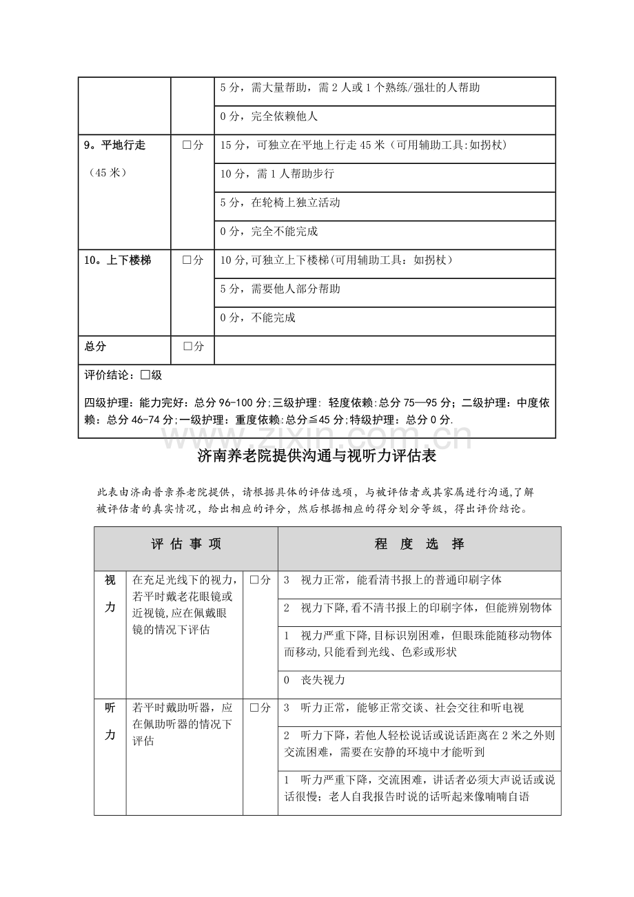 济南养老院：老人生活自理能力评估表.doc_第2页