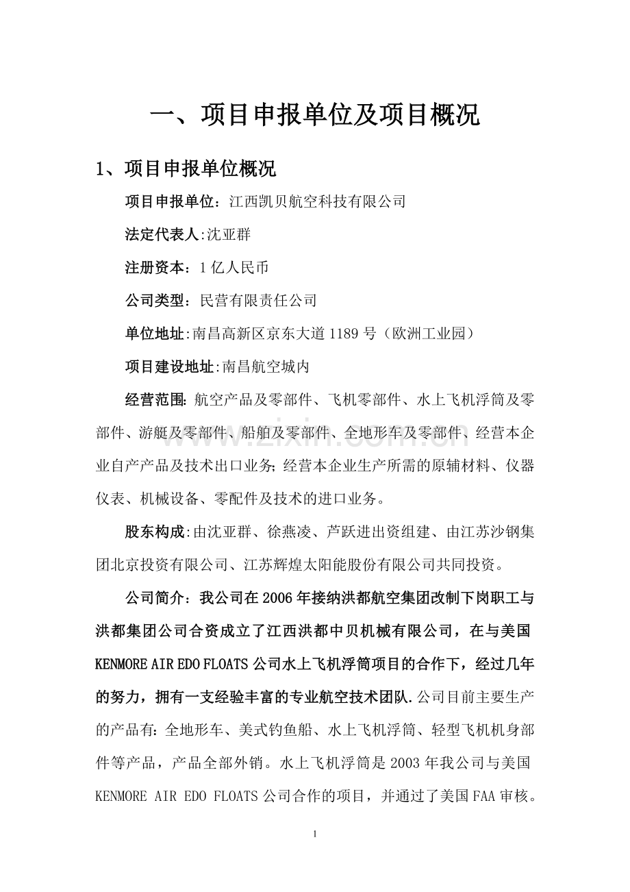 航空产业园项目可行性商业计划书.doc_第1页