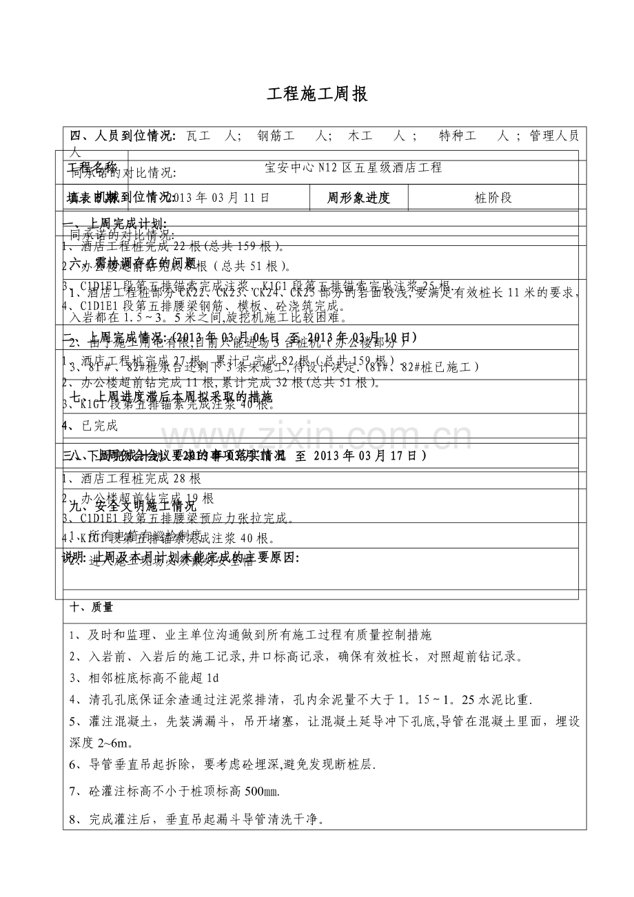 工程施工周报表.docx_第1页