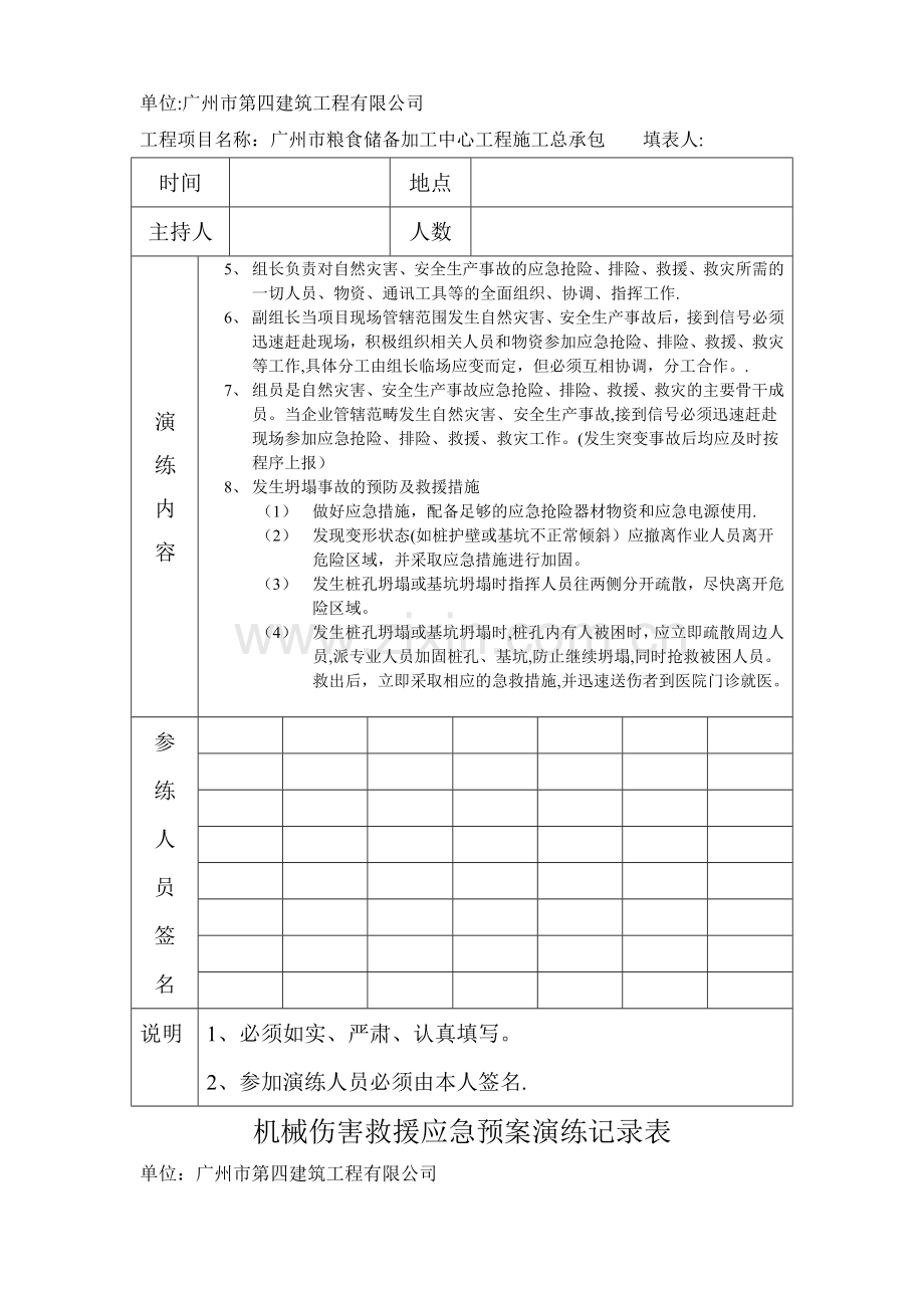 应急预案演练记录表(8个演练).doc_第2页