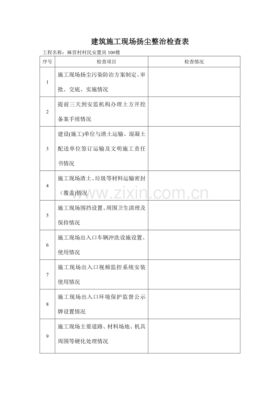 建筑施工现场扬尘整治检查表.doc_第1页