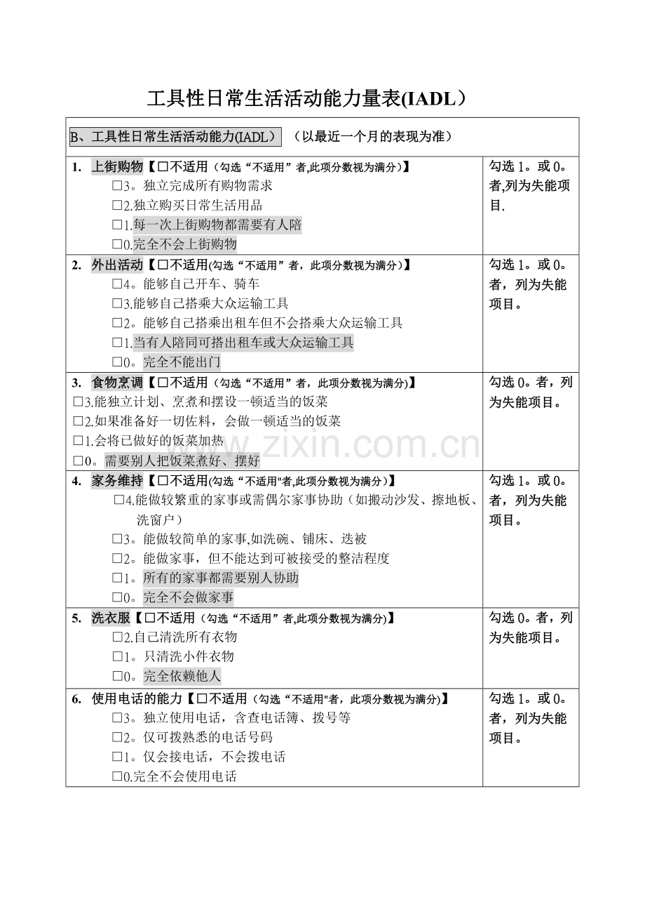 工具性日常生活活动能力量表.doc_第1页