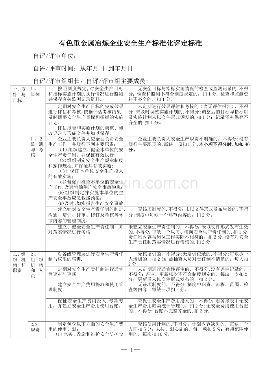 有色重金属冶炼企业安全生产标准化评定标准.doc_第1页