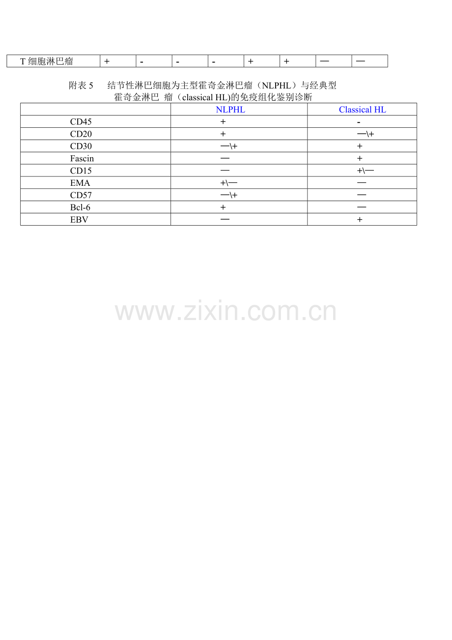 淋巴瘤的免疫组化诊断及鉴别诊断表..doc_第2页