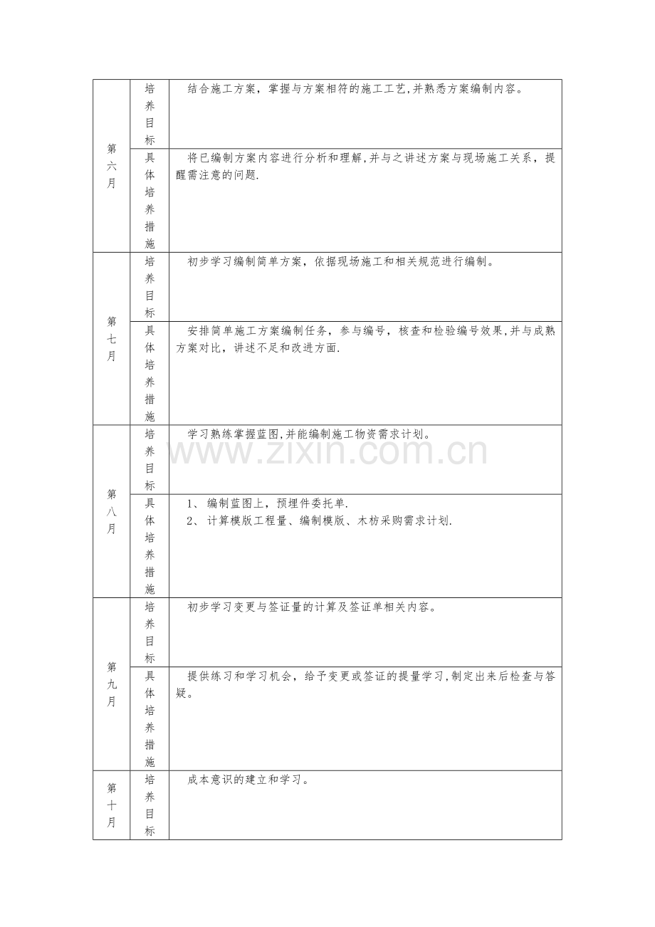 导师带徒总体培养目标及新员工培养计划安排表.docx袁文龙.doc_第3页