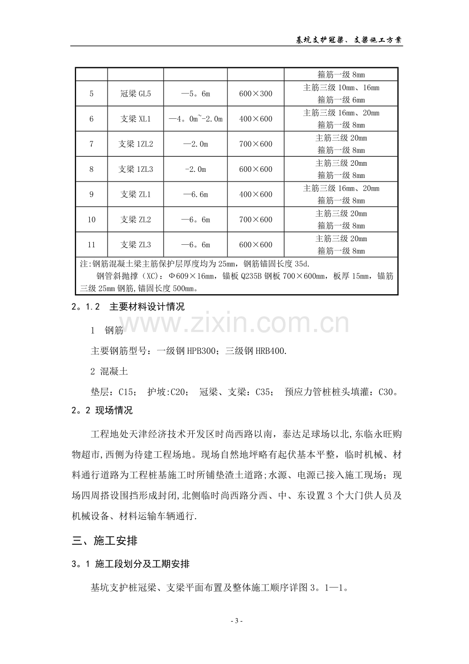 支护桩冠梁、支撑梁施工方案.doc_第3页