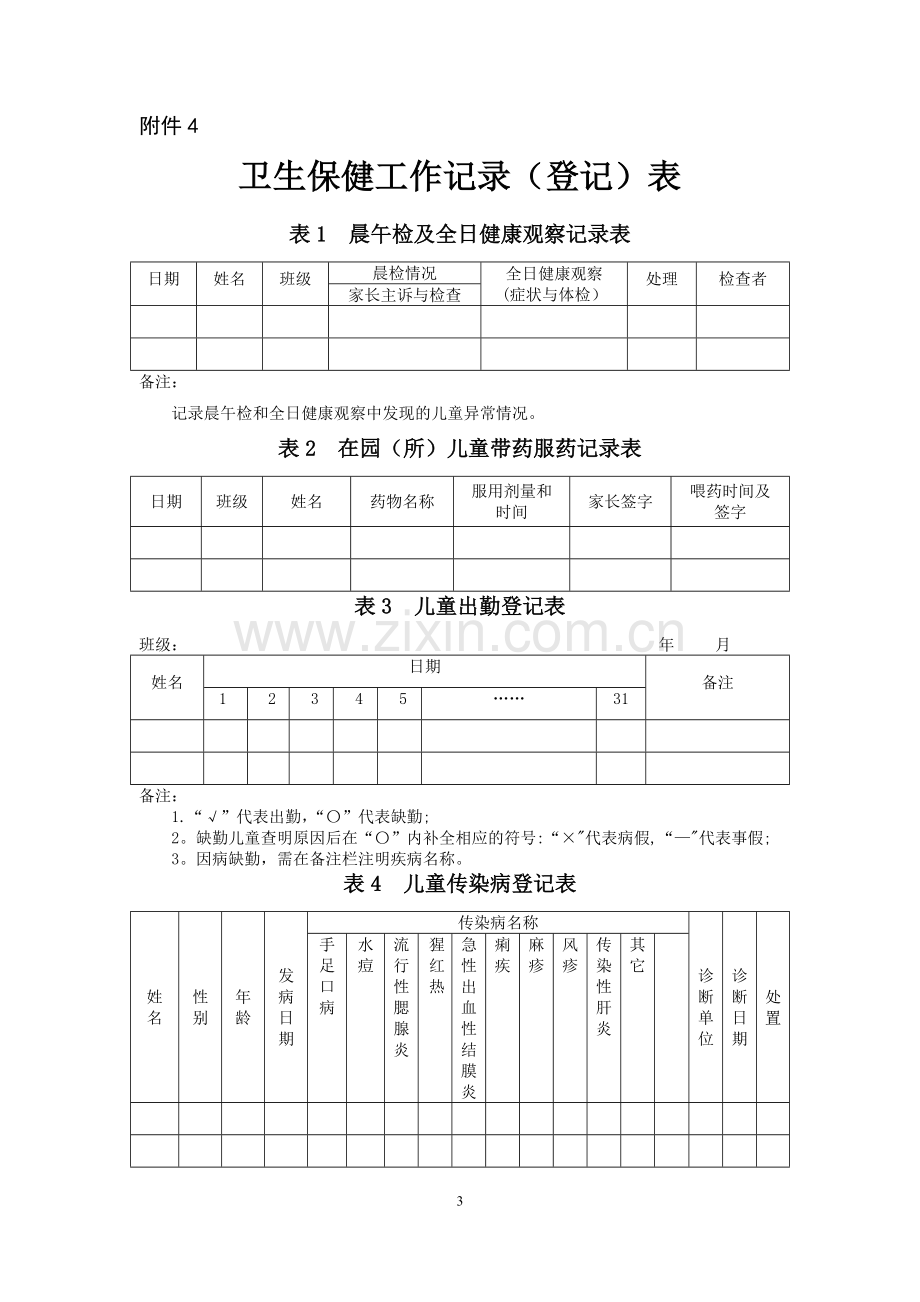 常用登记统计表格(幼儿园入园)幼儿园老师体检.doc_第3页