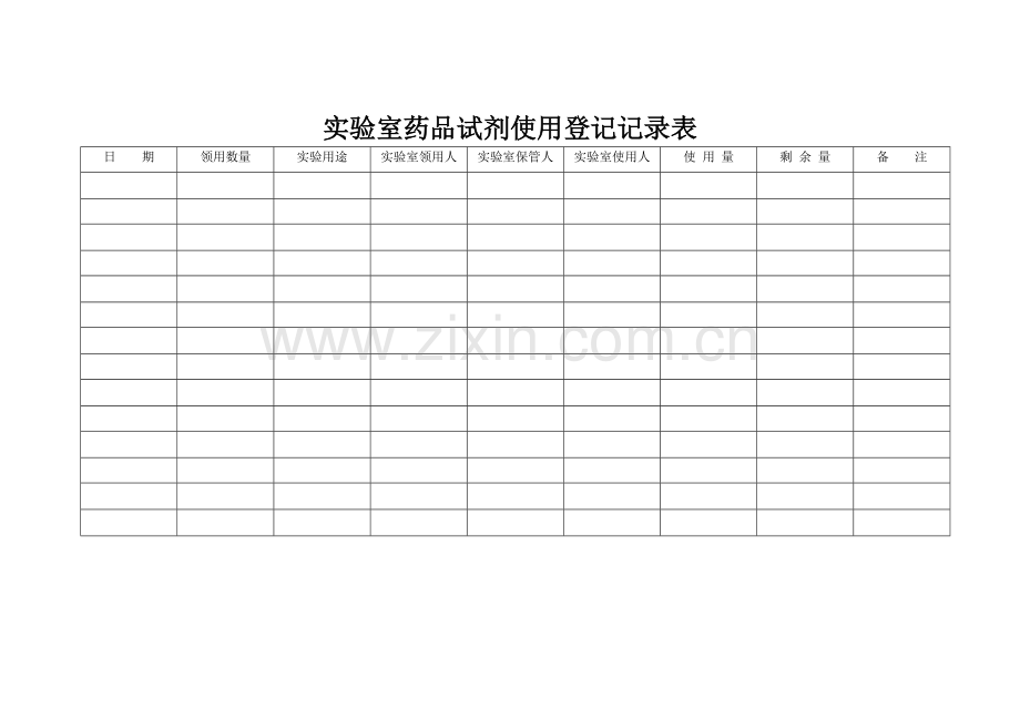 实验室药品试剂使用登记记录表.doc_第1页