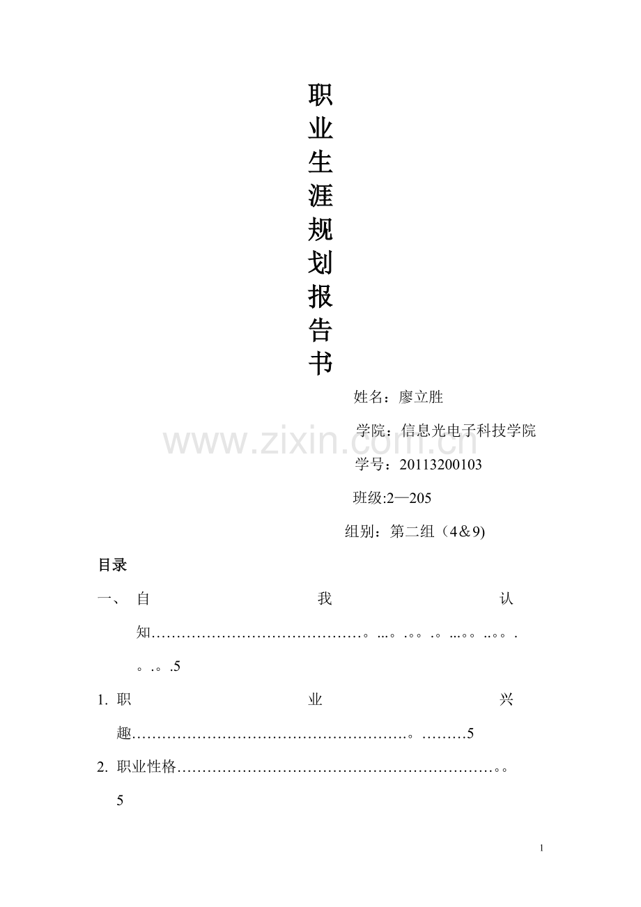 职业生涯规划报告书.doc_第1页