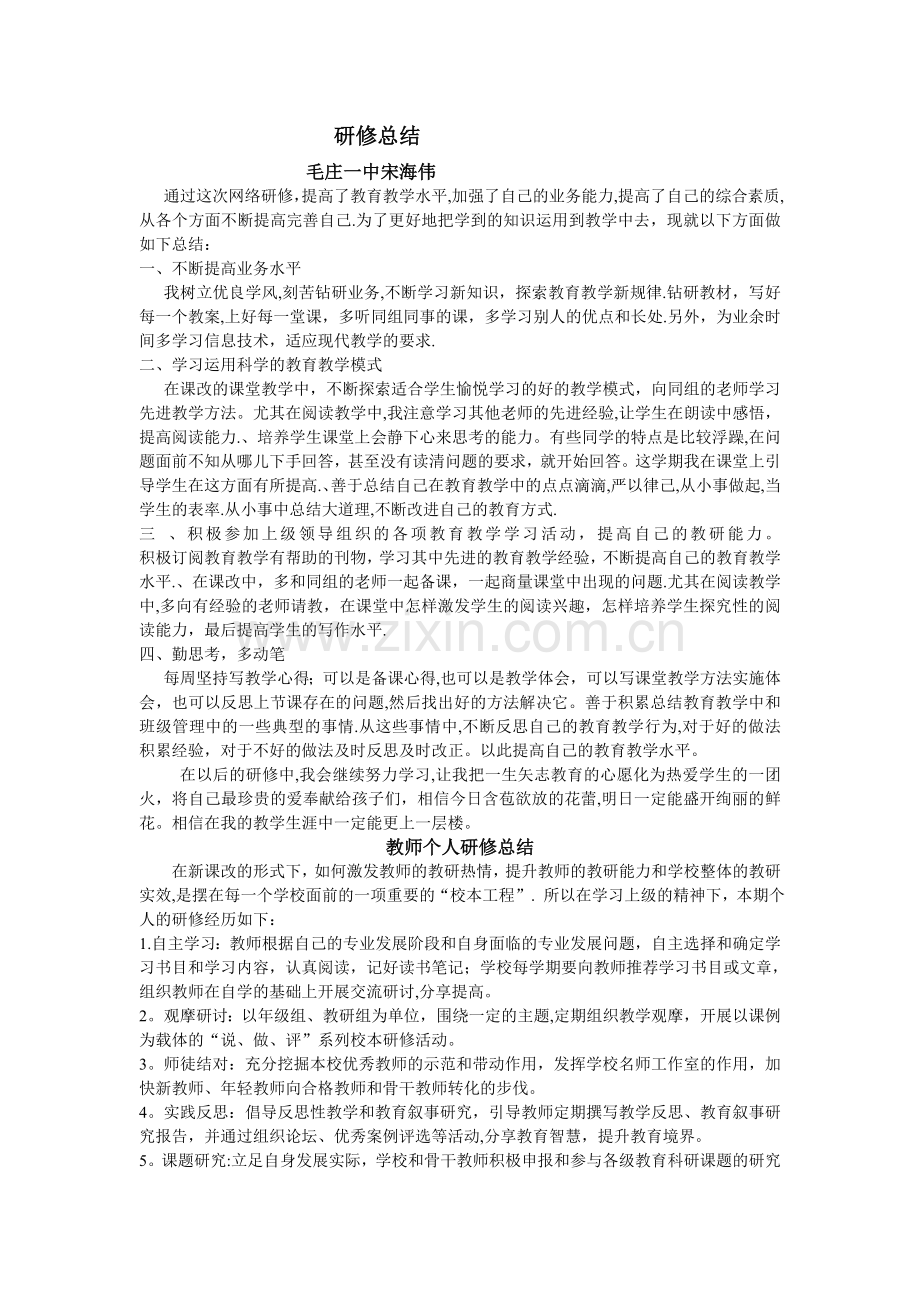 教师个人研修总结.doc_第1页