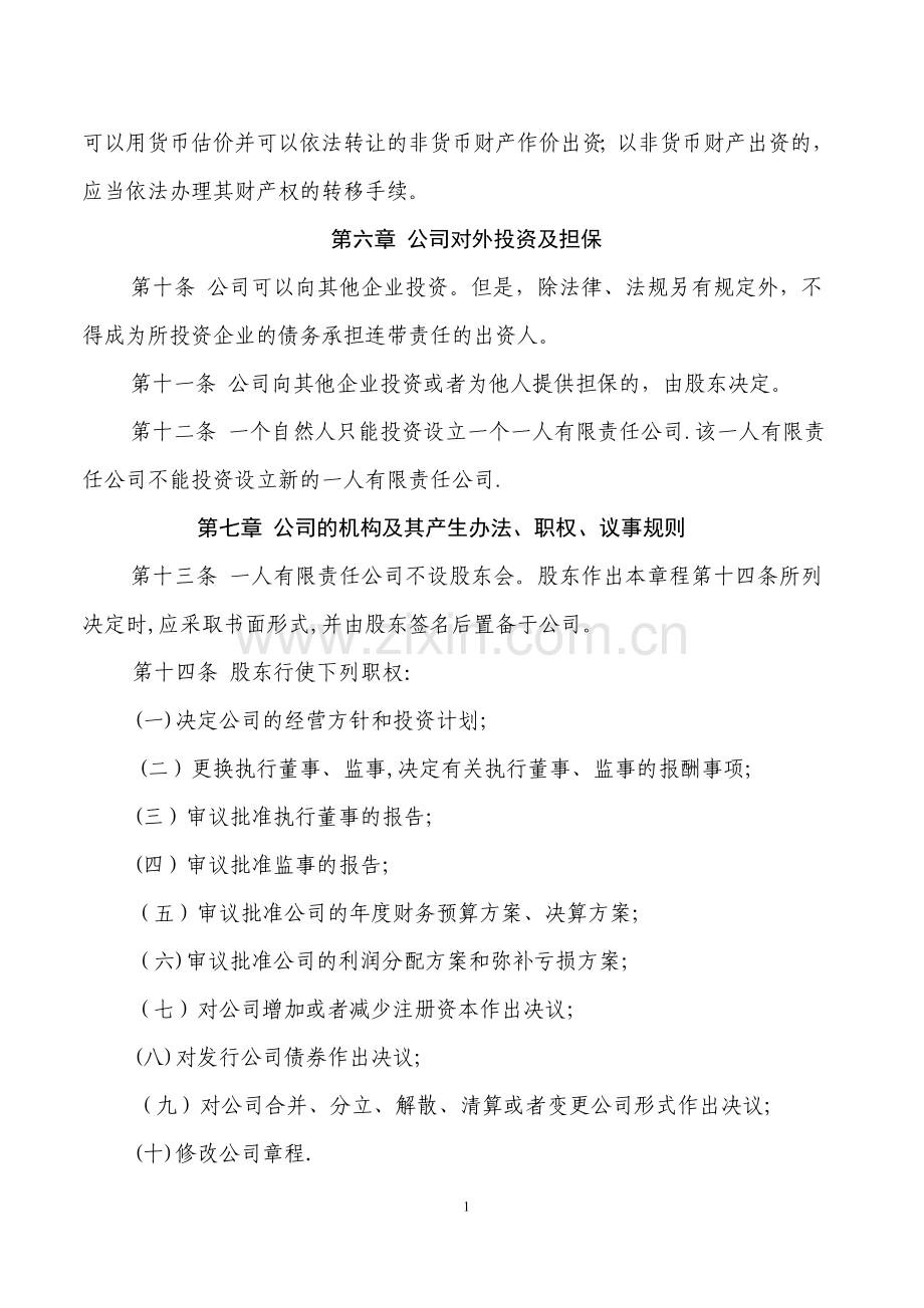 一人有限责任公司(不设董事会).doc_第2页