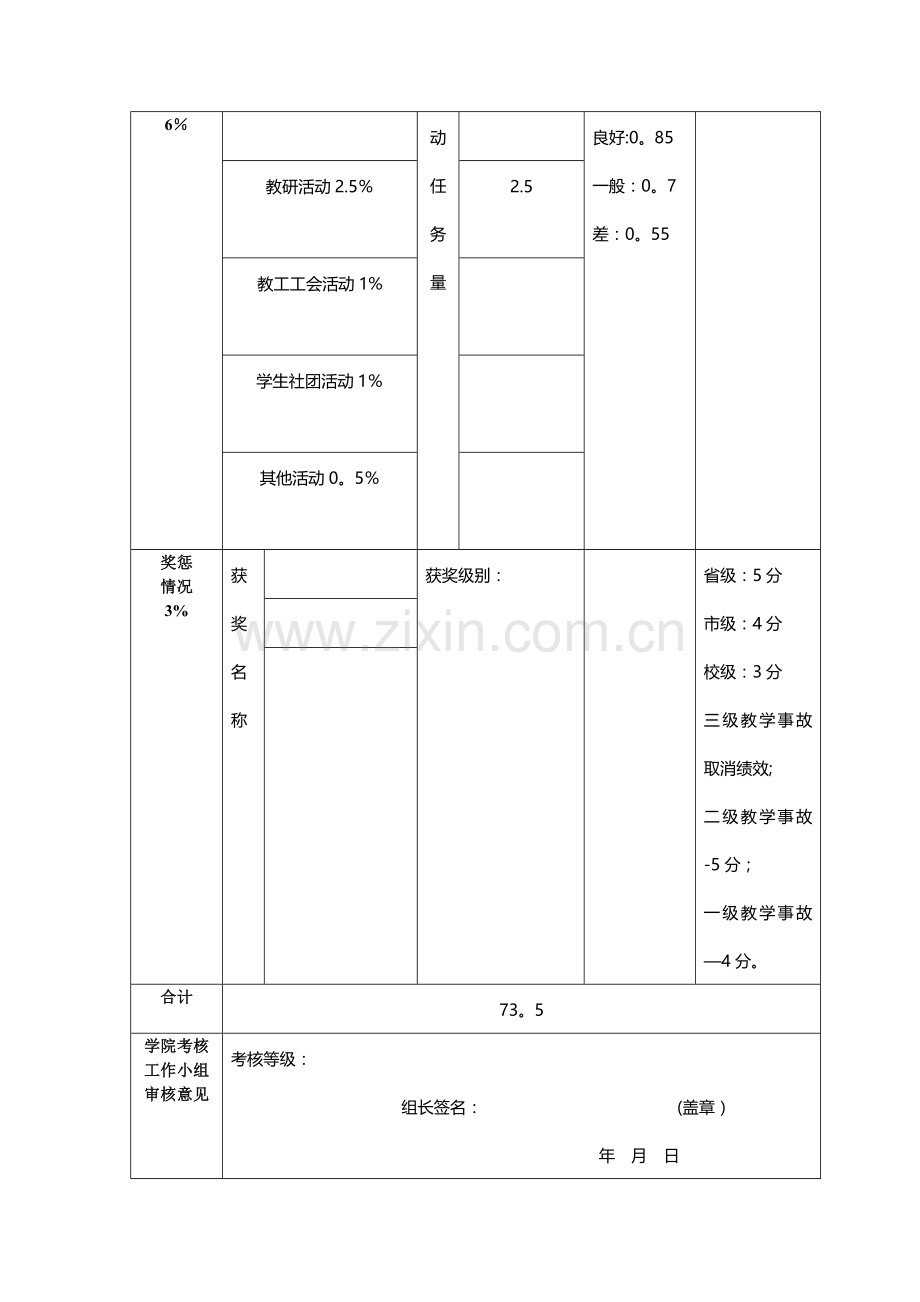 教师工作绩效考核指标量化表.doc_第3页