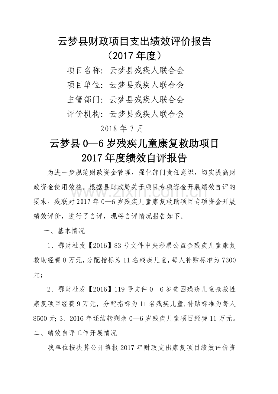 云梦财政项目支出绩效评价报告.doc_第1页