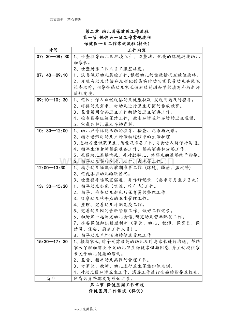 幼儿园保健医一日生活常规流程图.doc_第1页