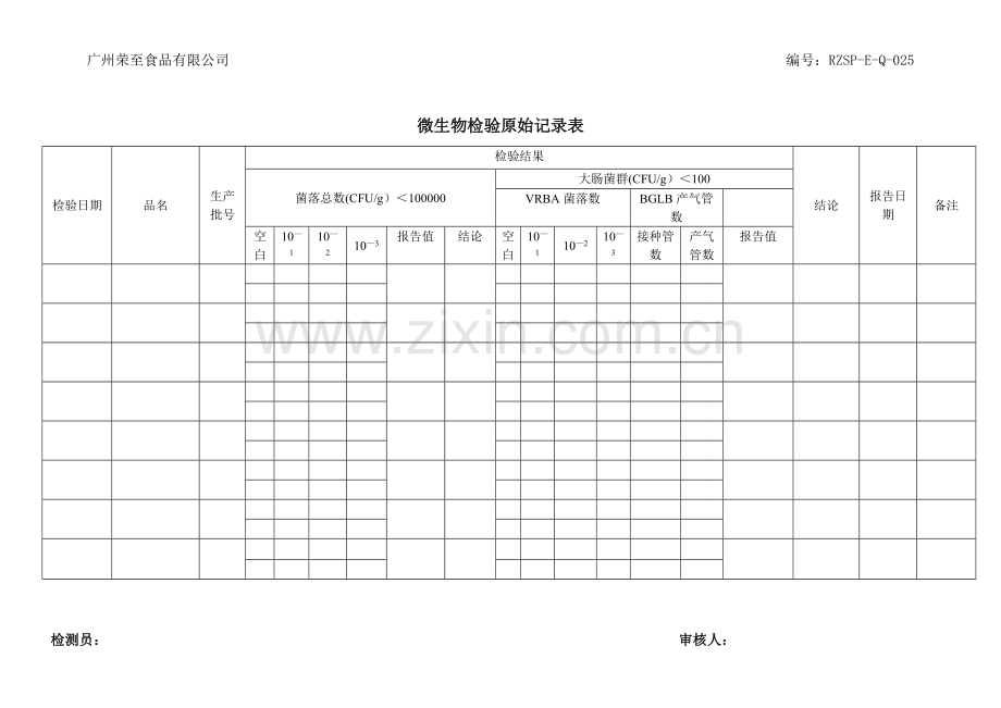 微生物检验原始记录表.doc_第1页