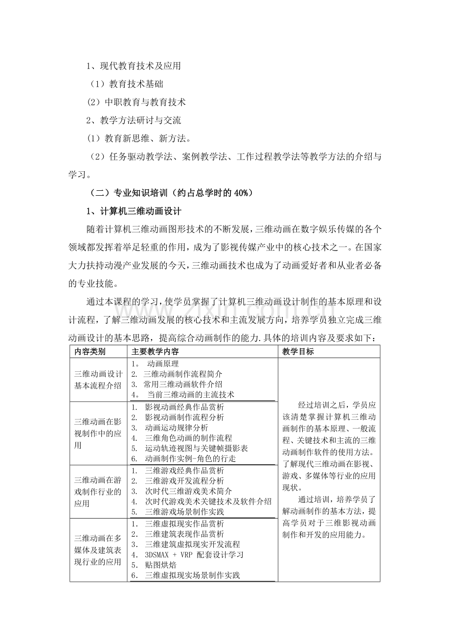 计算机动漫与游戏制作及数字媒体技术应用专业培训方案流程.doc_第3页