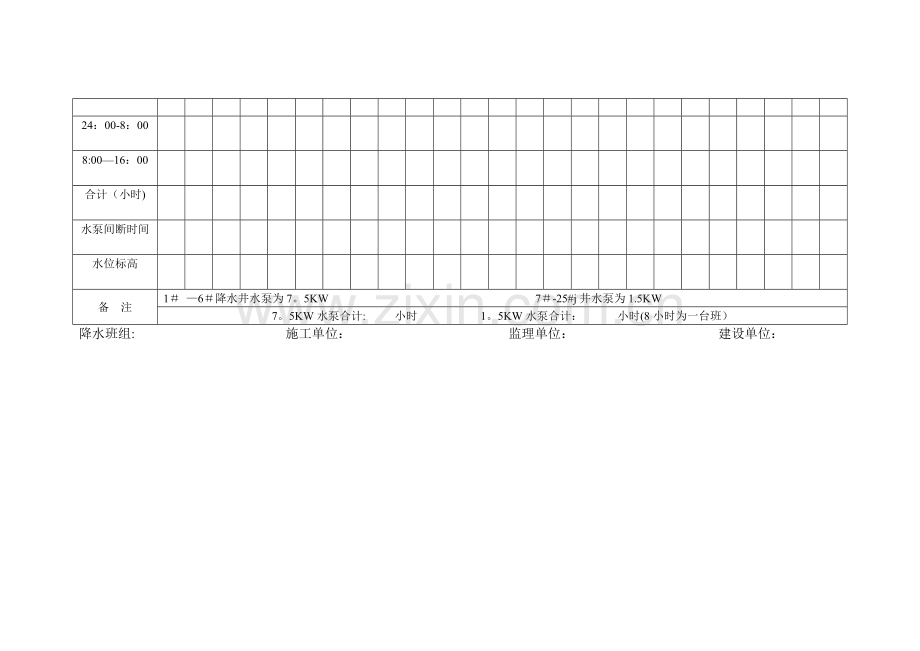 基坑降水井降水时间记录表.doc_第3页