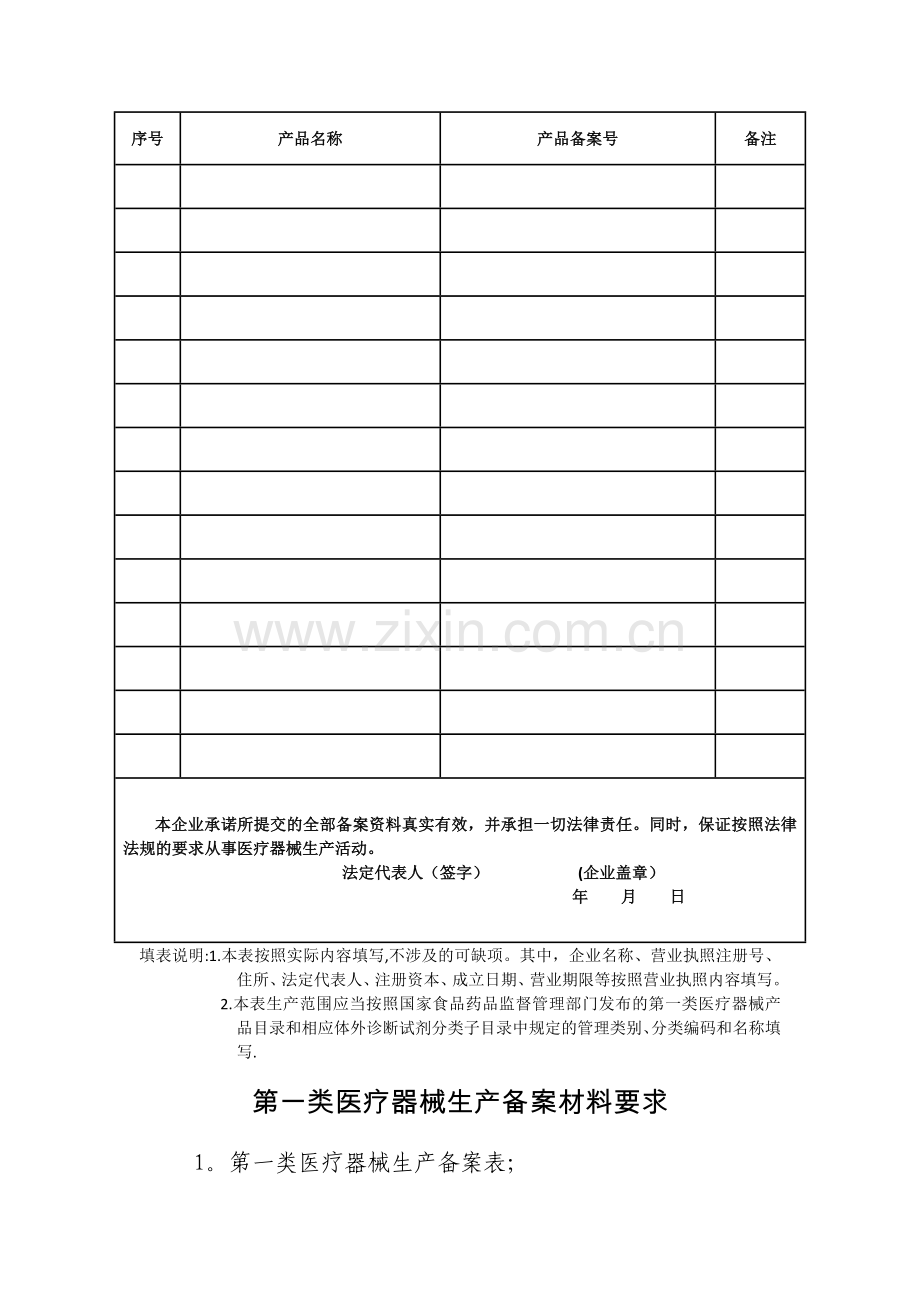 第一类医疗器械生产备案表格及要求.doc_第2页