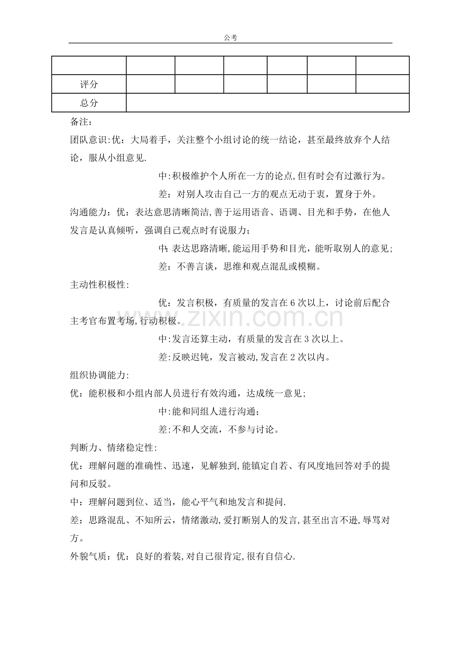 无领导小组讨论面试评分表.doc_第2页