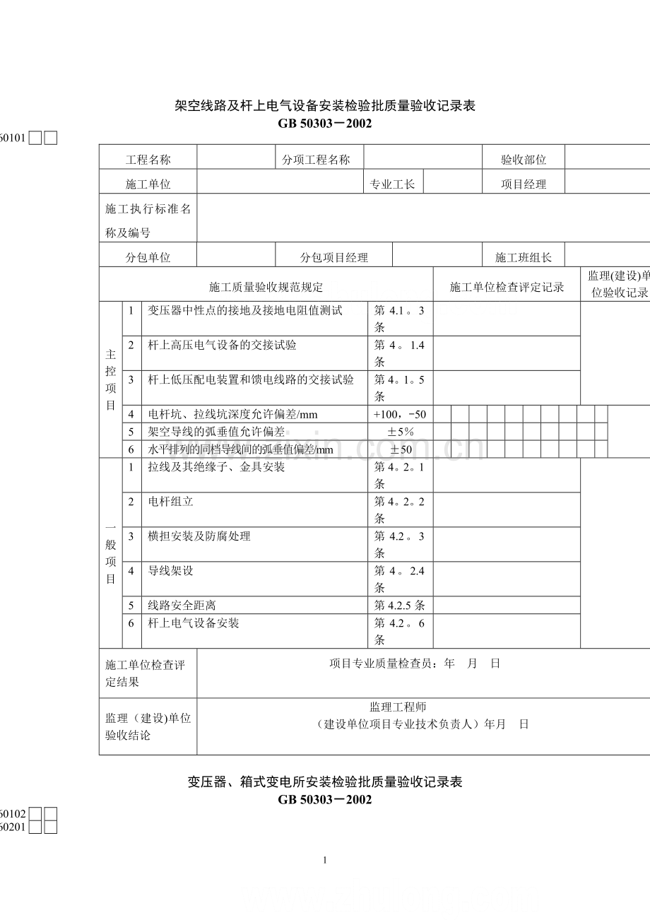 建筑电气工程检验批质量验收记录表.doc_第1页