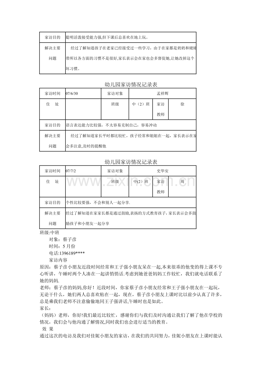 幼儿园教师家访记录表-大班教师家访记录表.doc_第3页