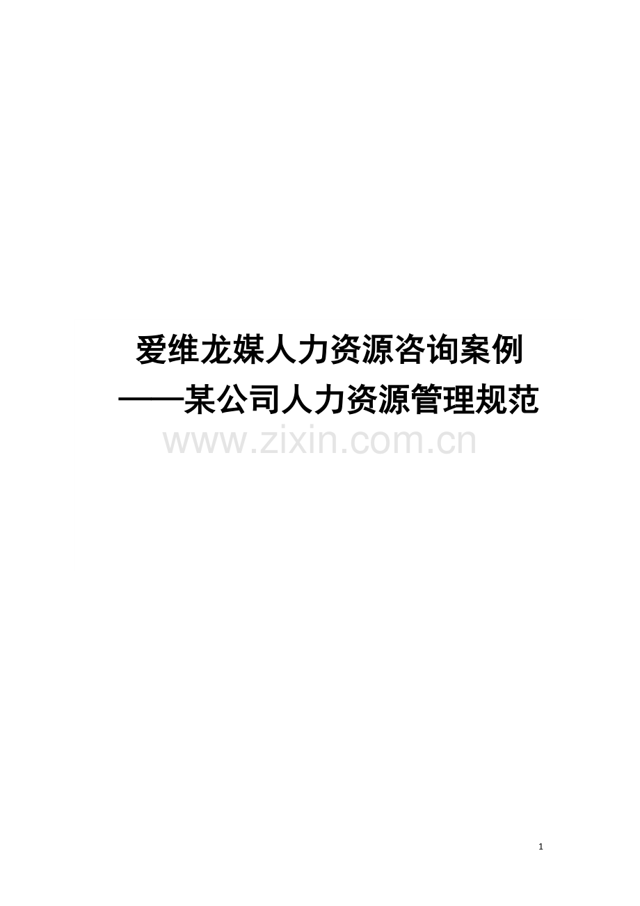 爱维龙媒人力资源咨询案例——某公司人力资源管理规范.doc_第1页