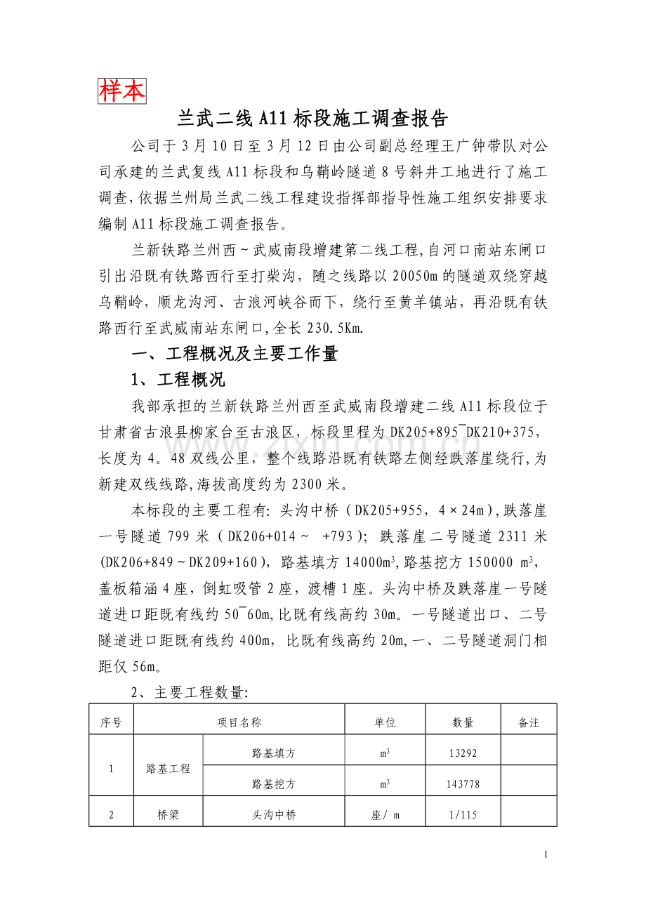 施工调查报告(样本).doc_第1页