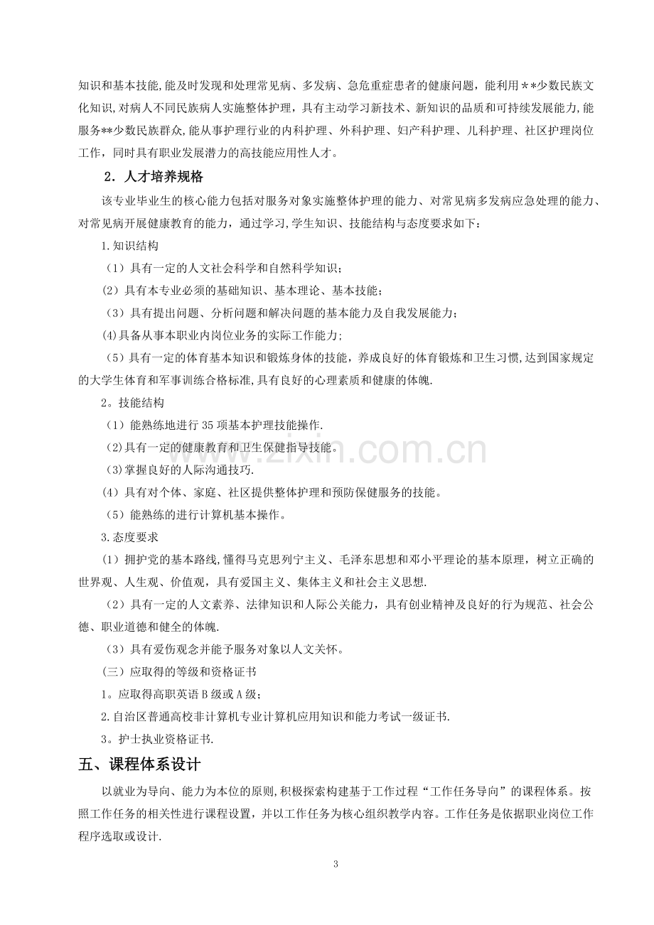 三年高职护理专业人才培养方案.docx_第3页