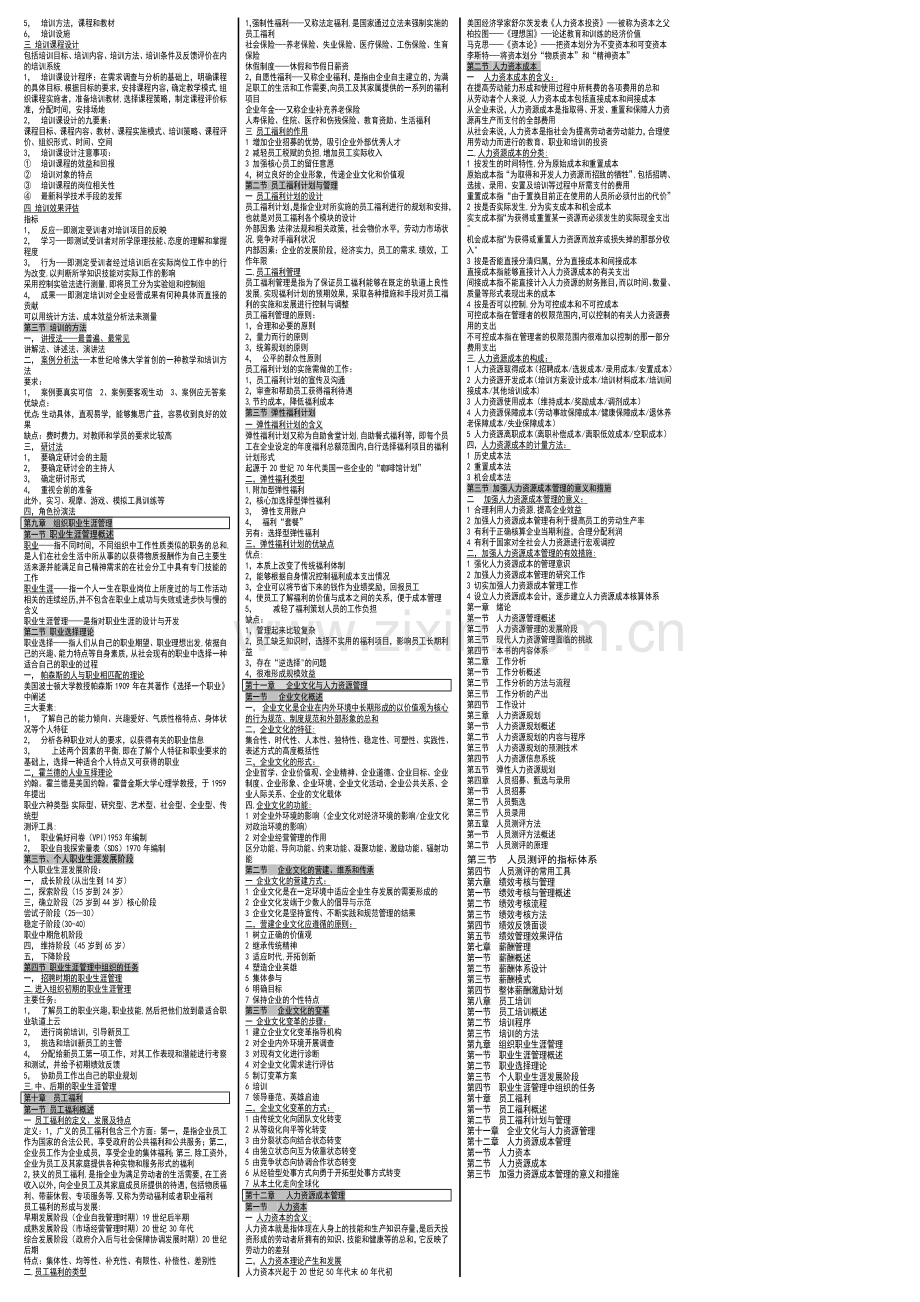 自考00147《人力资源管理(一)》重点笔记-小抄版.doc_第3页
