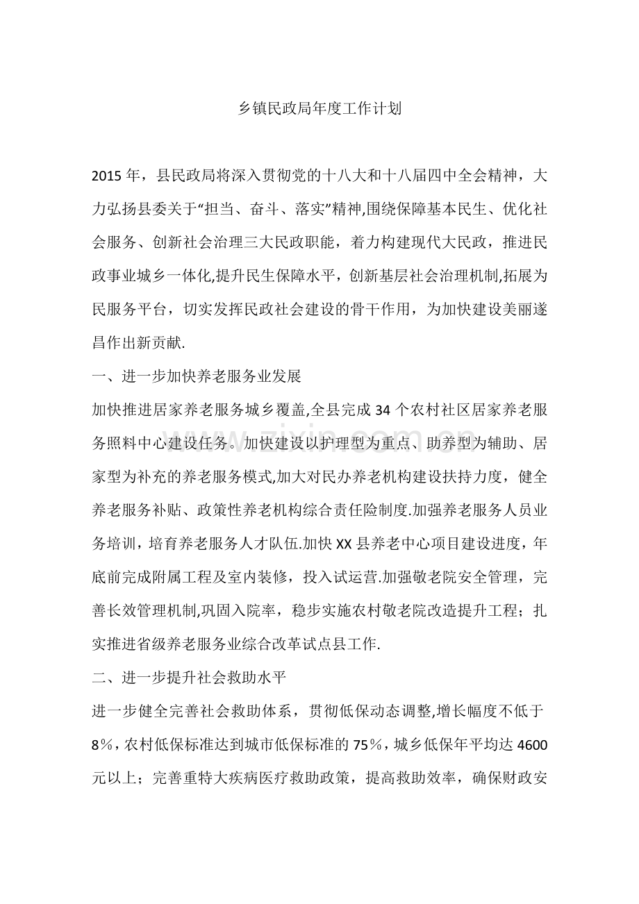 乡镇民政局年度工作计划.docx_第1页