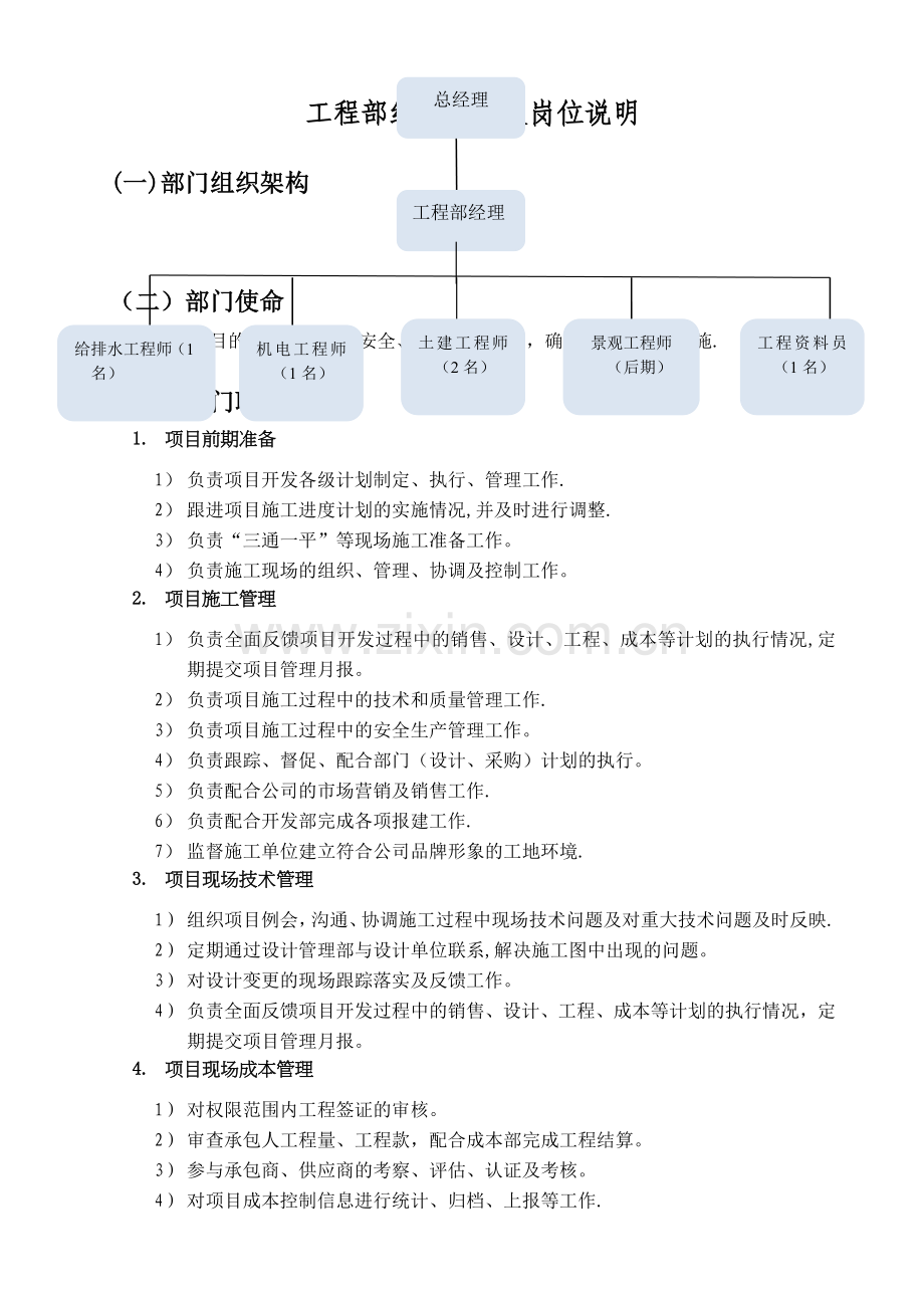 工程部组织架构及岗位说明.doc_第1页