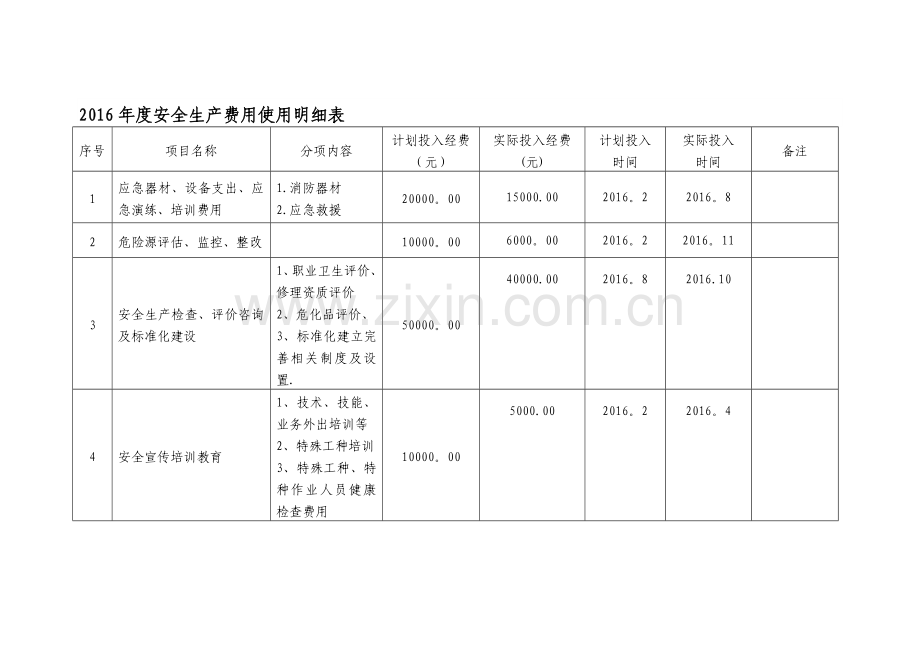 年度安全生产费用投入明细(含预算决算)--.doc_第1页