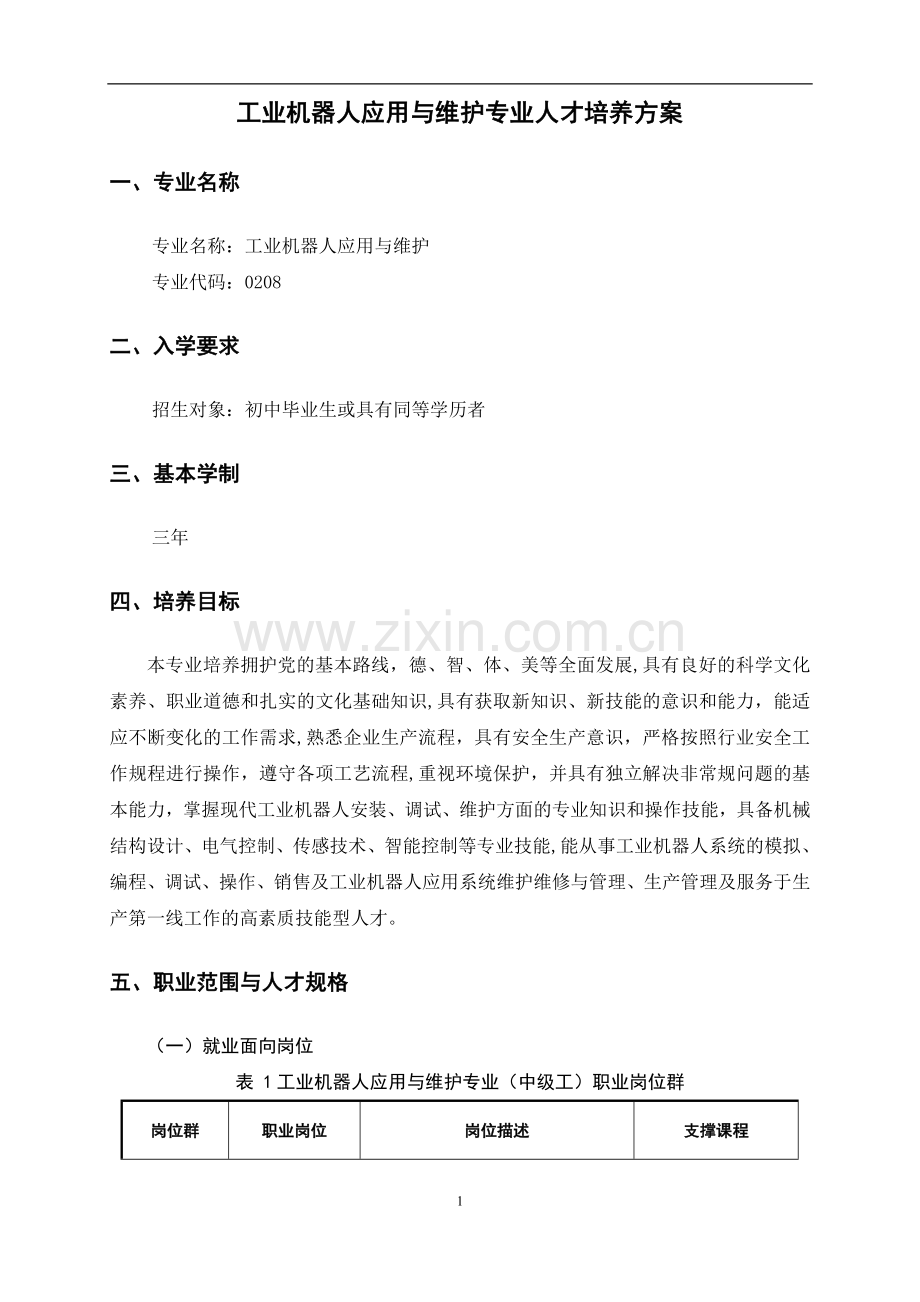 工业机器人应用与维护专业人才培养方案.doc_第3页