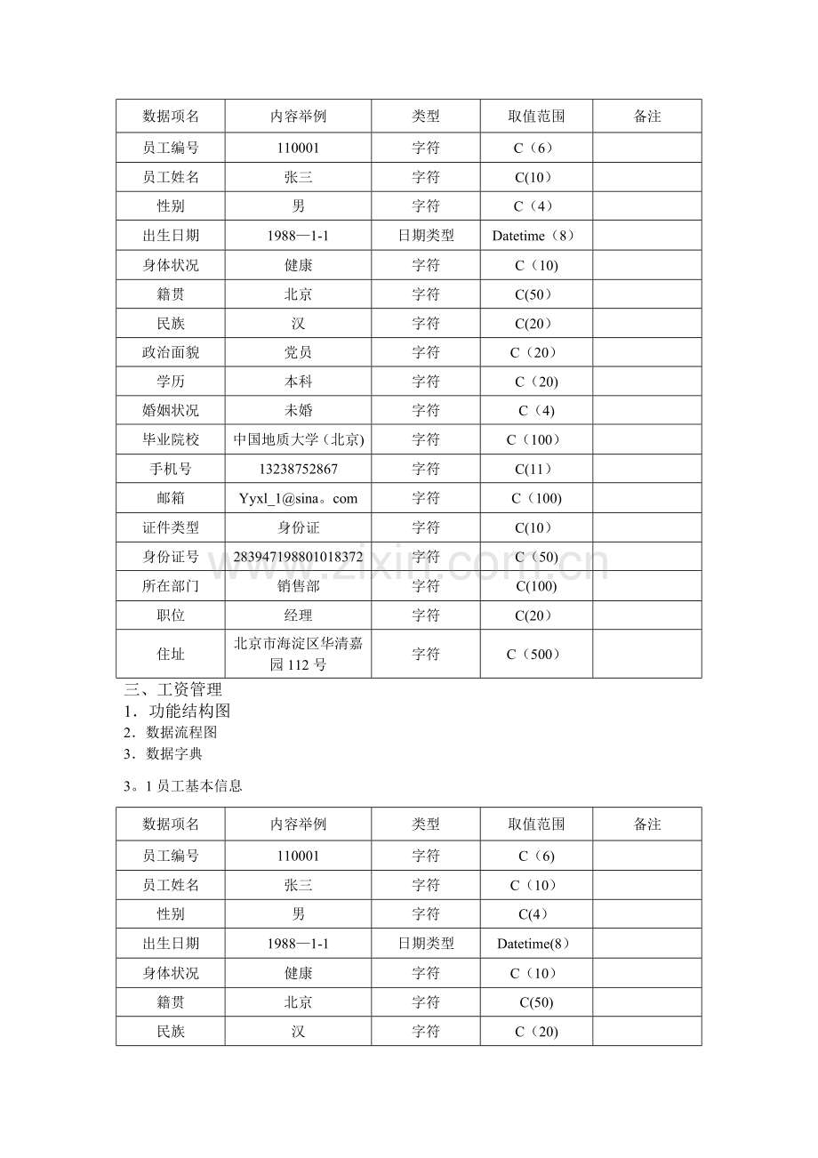 人力资源管理信息系统实验报告.doc_第3页