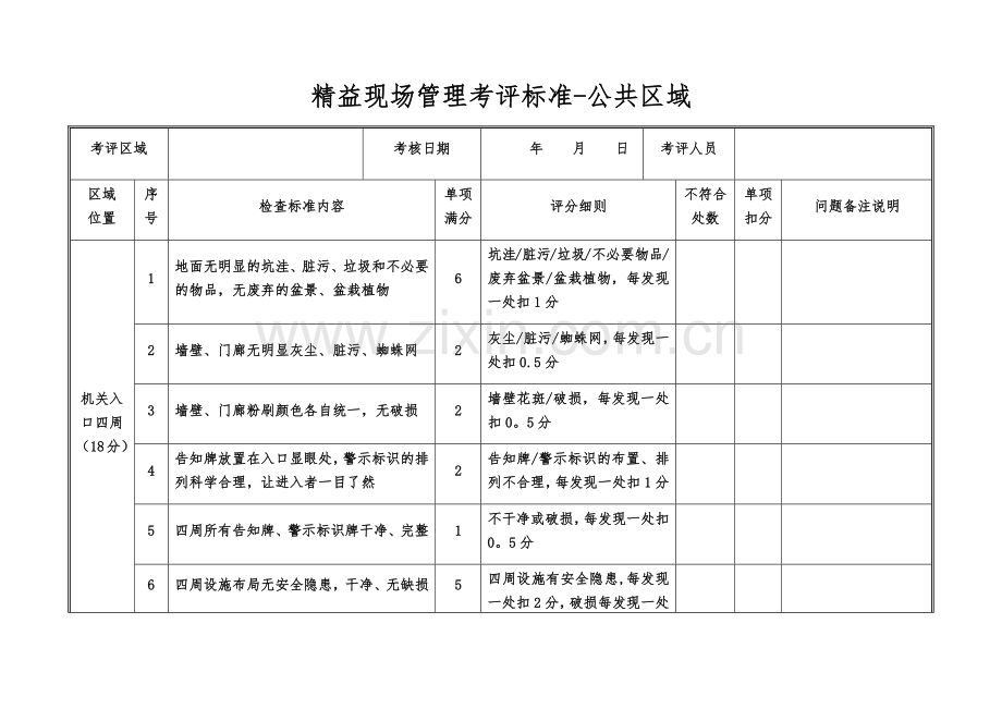 精益6S现场管理考评标准.docx_第1页