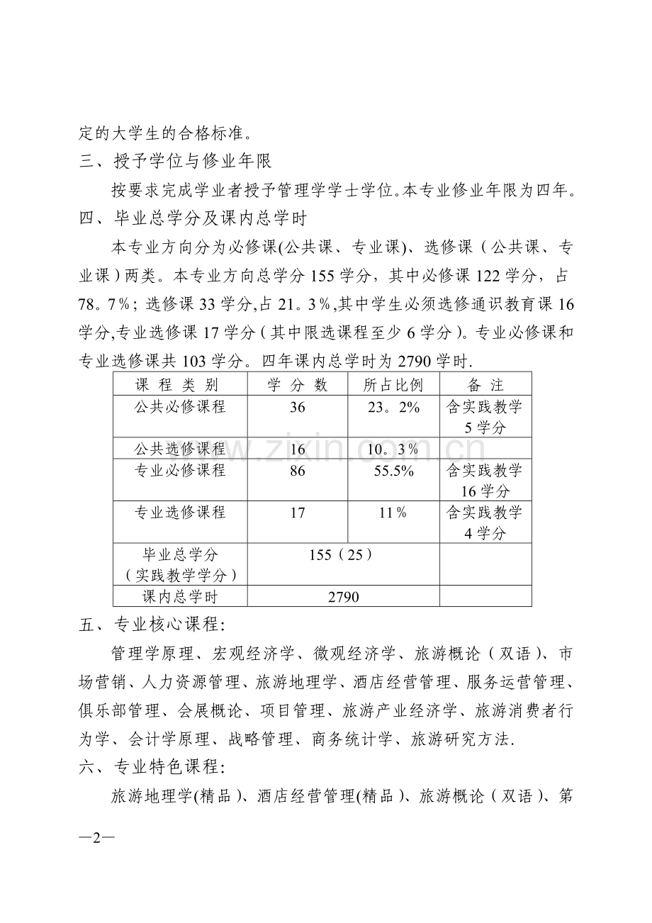 中山大学培养方案之旅游学院-酒店管理专业.doc_第2页