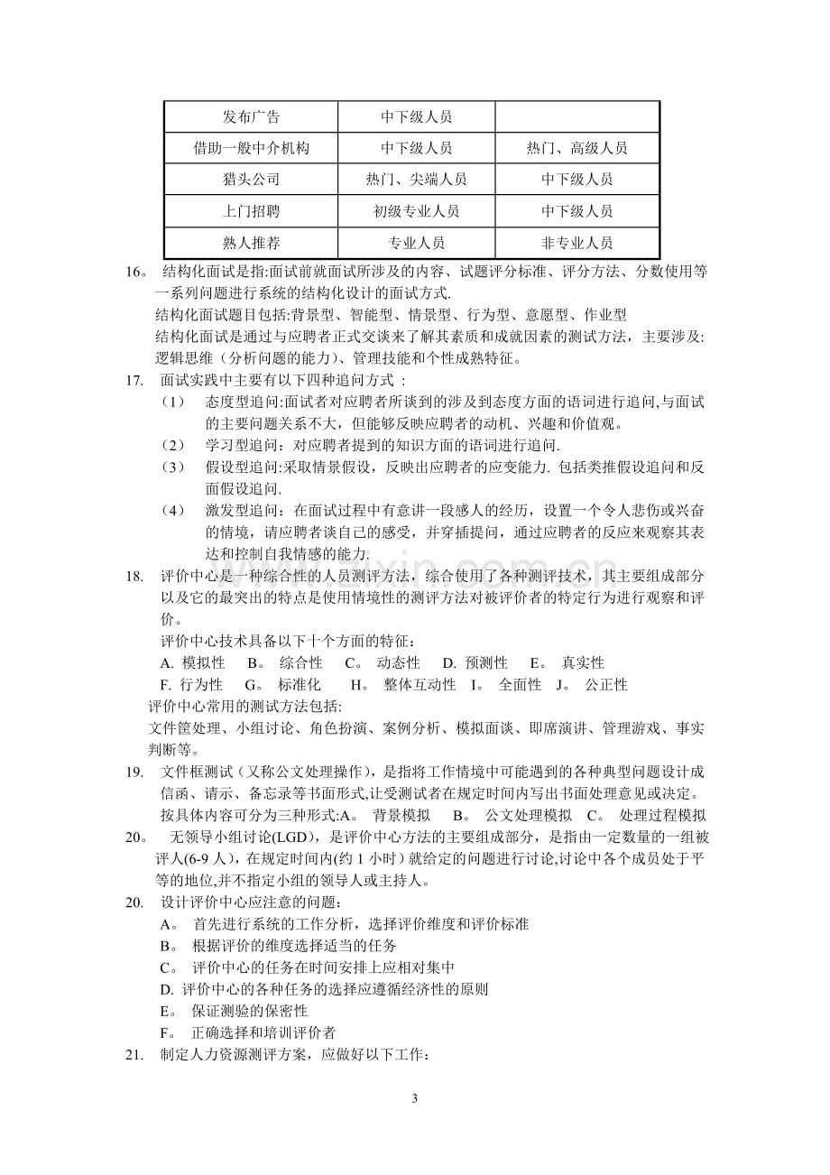 上海人力资源管理师二级-知识点汇总-招聘与配置.doc_第3页