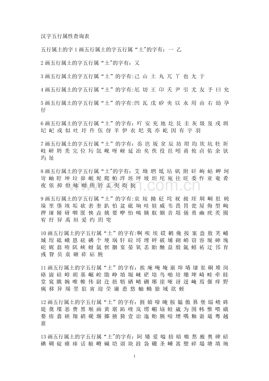 汉字五行属性查询表.doc_第1页