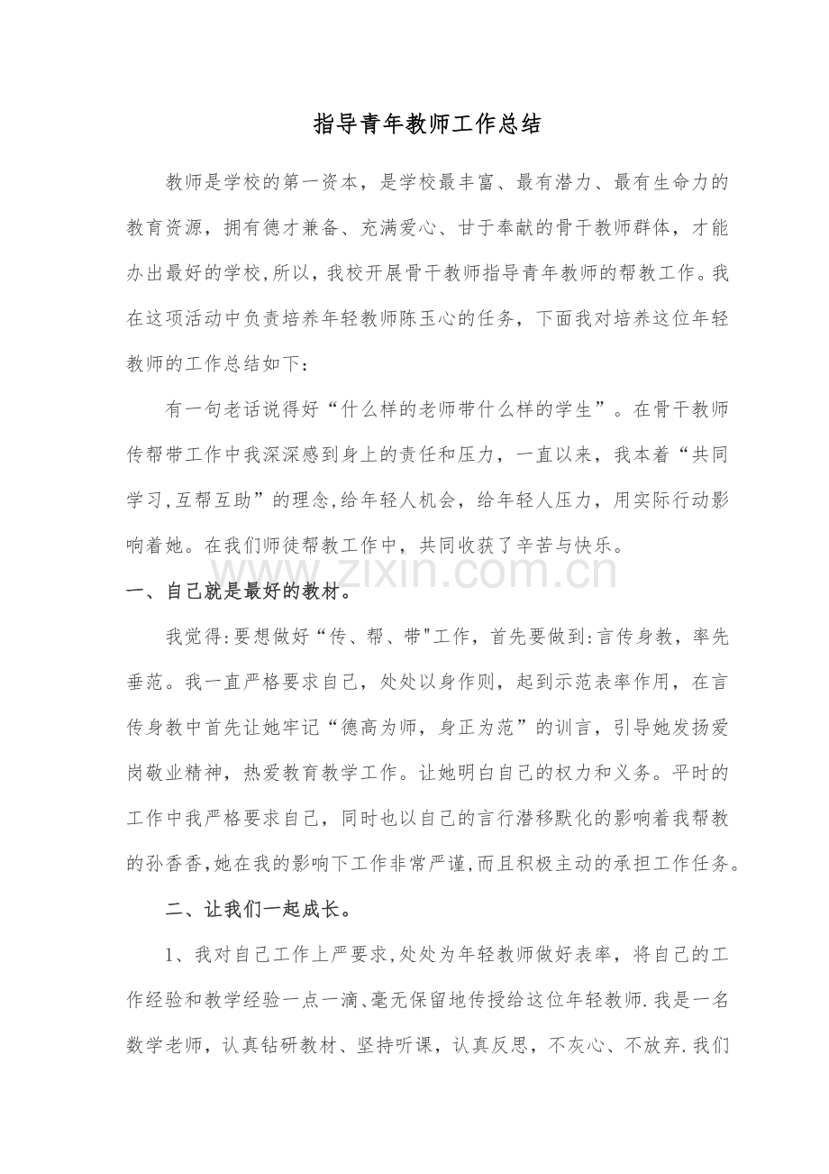 指导青年教师工作阶段总结.doc_第1页