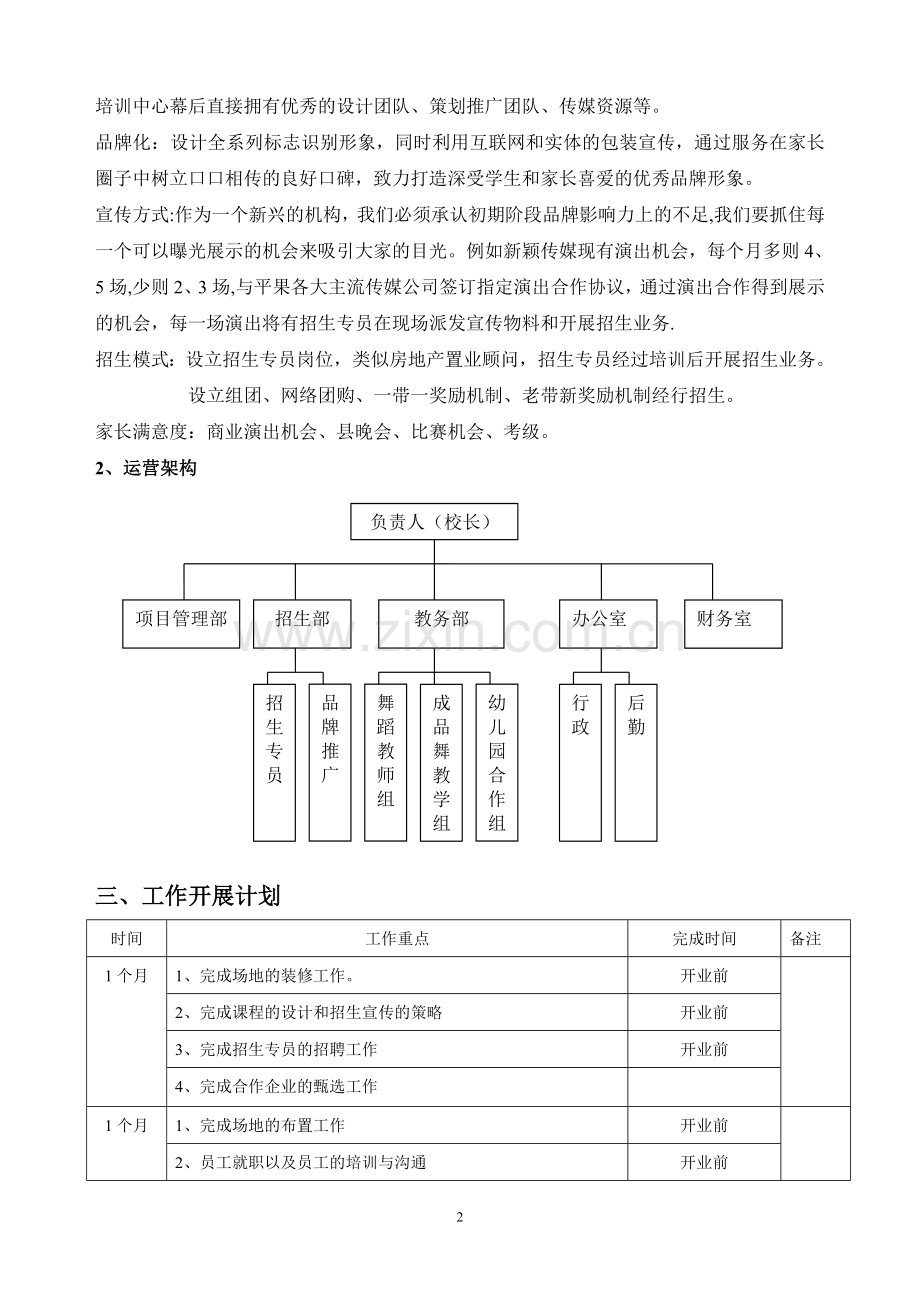 舞蹈培训中心运营方案.doc_第2页