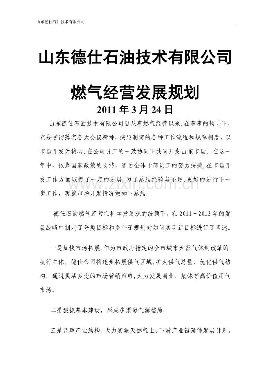 燃气企业经营发展规划.doc_第1页