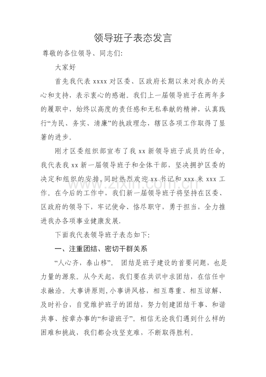 新任领导班子表态发言.doc_第1页