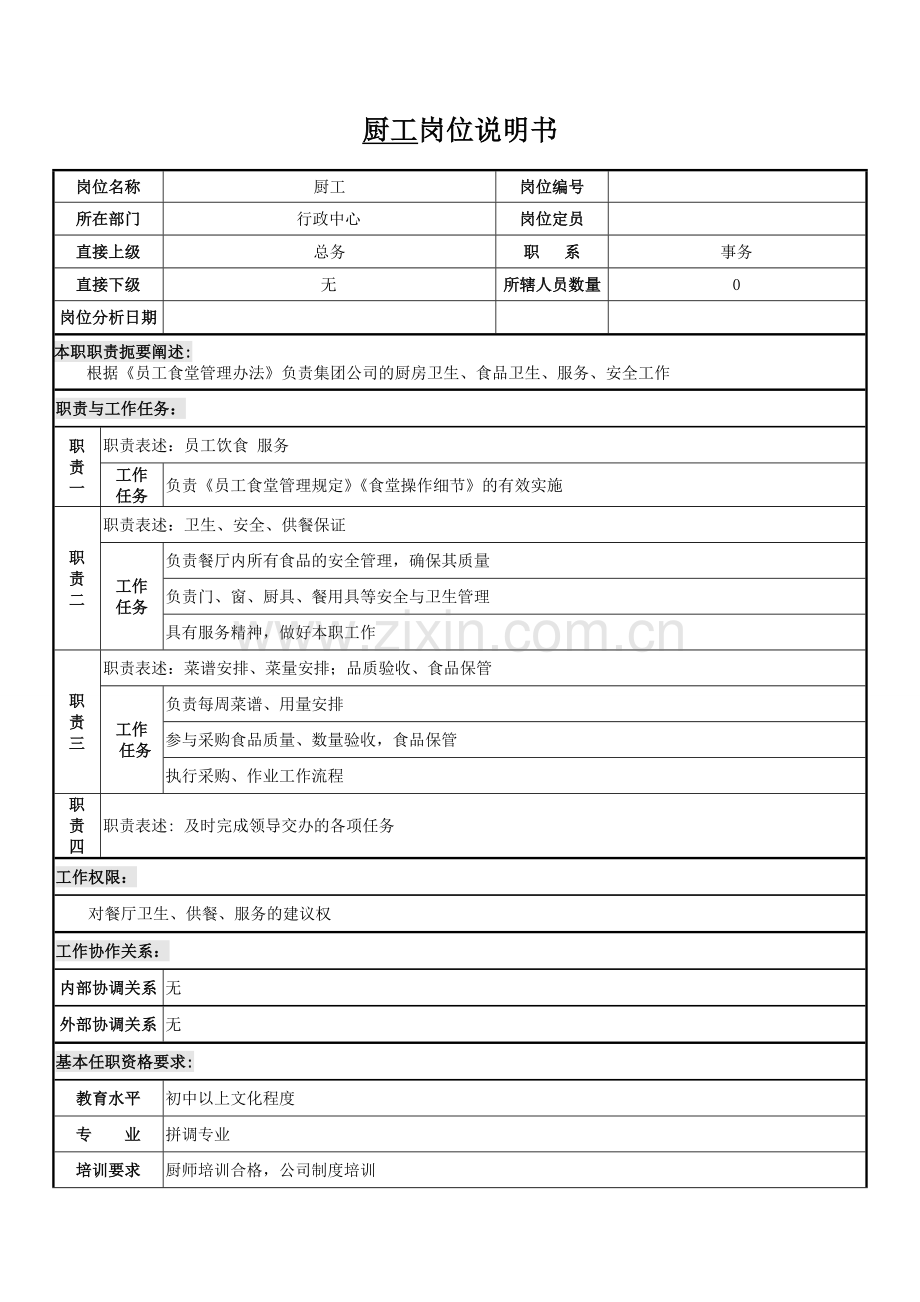 污水处理员岗位说明书.doc_第1页