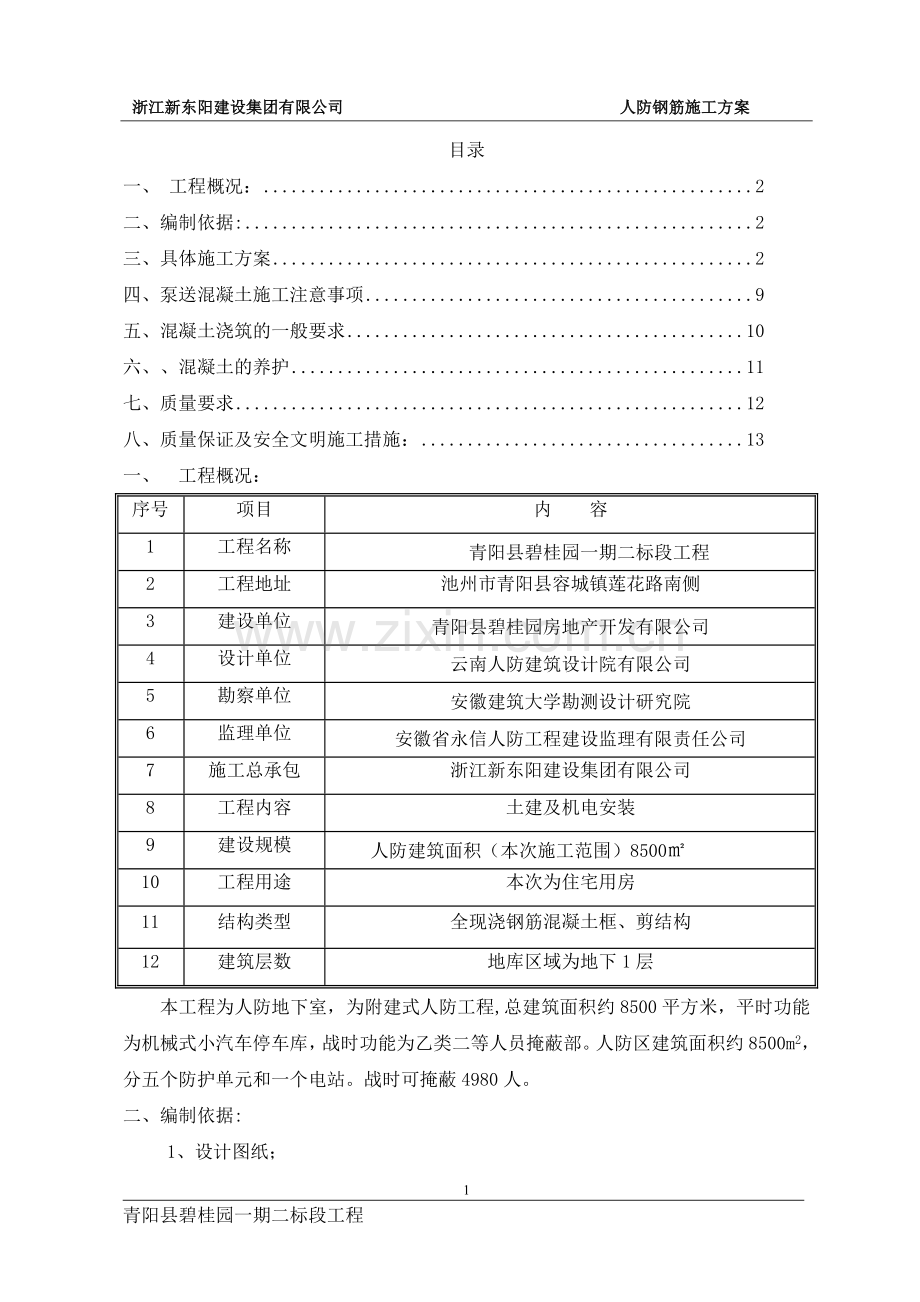 人防混凝土施工方案.doc_第1页