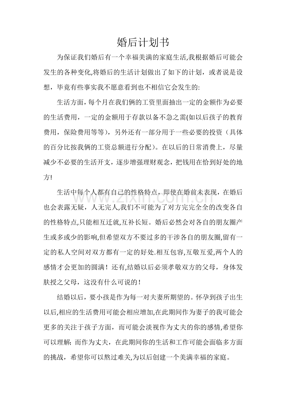 婚后计划书.doc_第1页