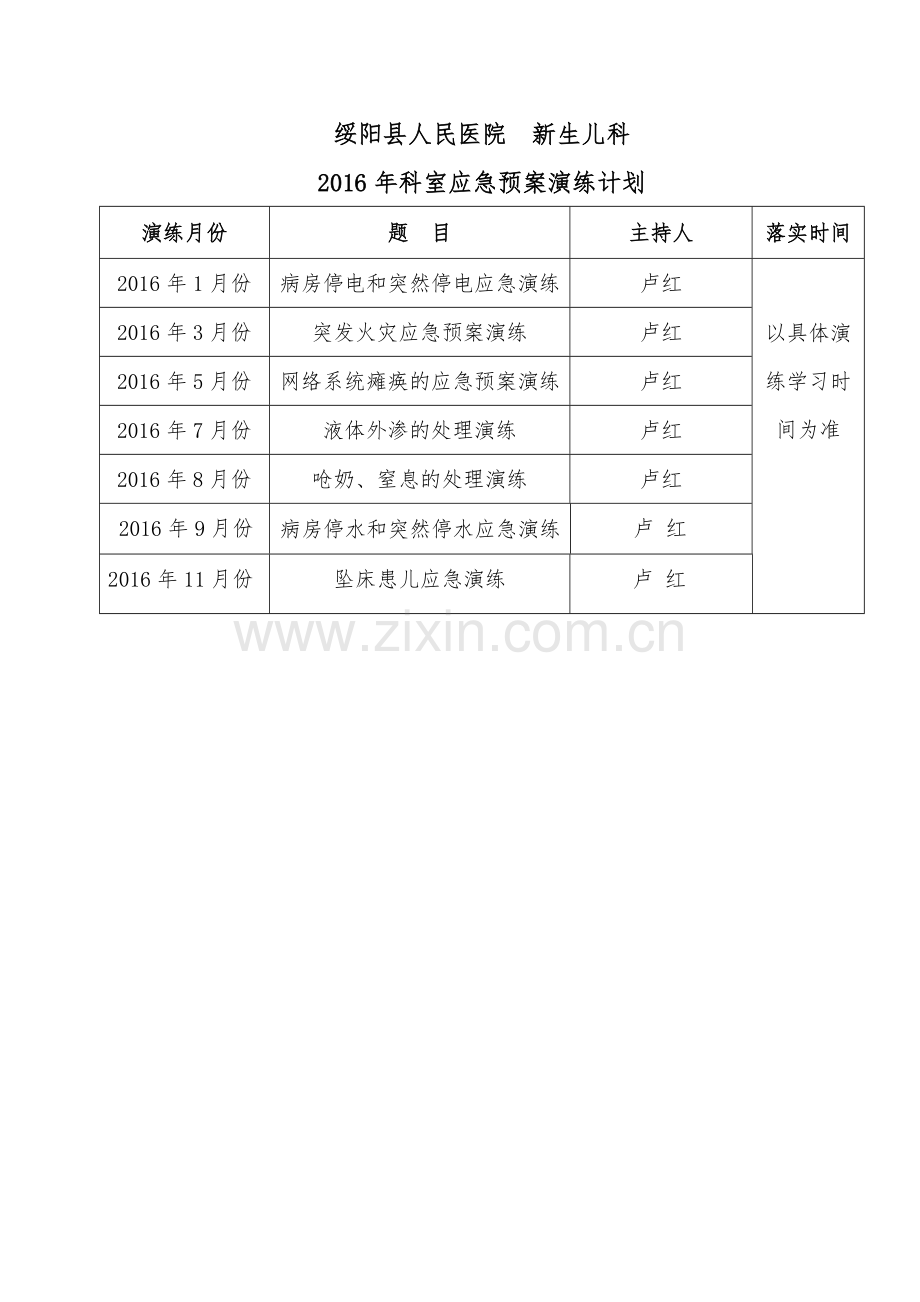 新生儿科应急预案演练计划.doc_第1页