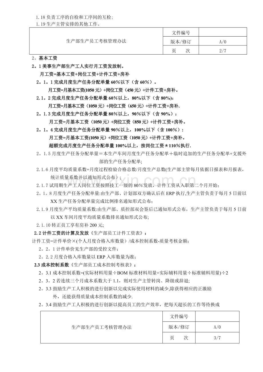 生产部生产员工考核管理办法.doc_第2页