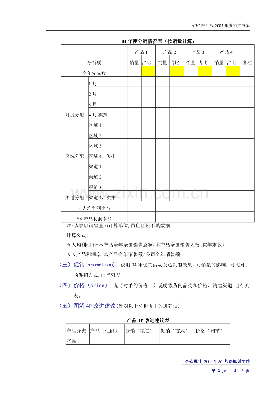 年度预算产品线预算方案模版.doc_第3页