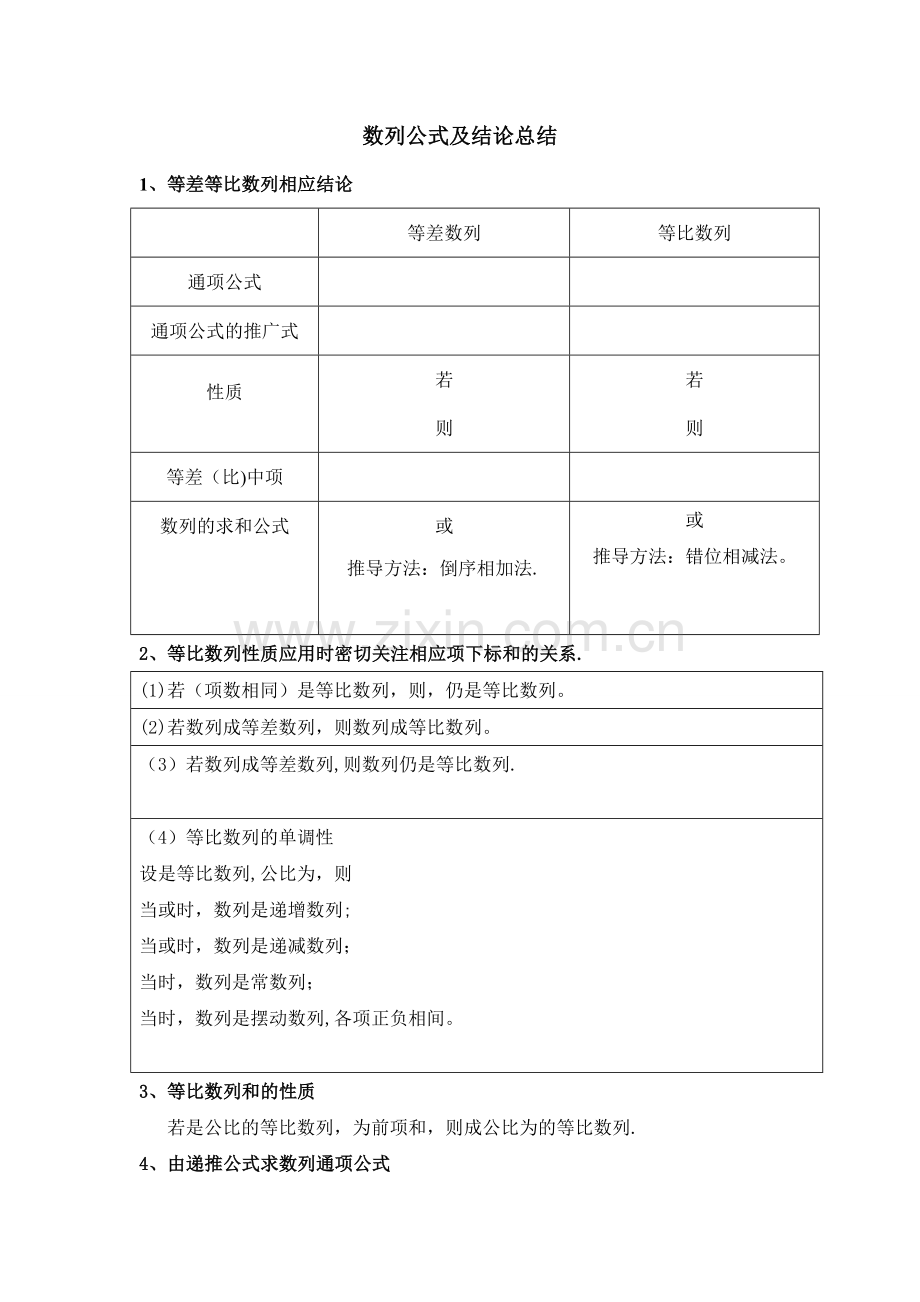 数列公式及结论总结.doc_第1页