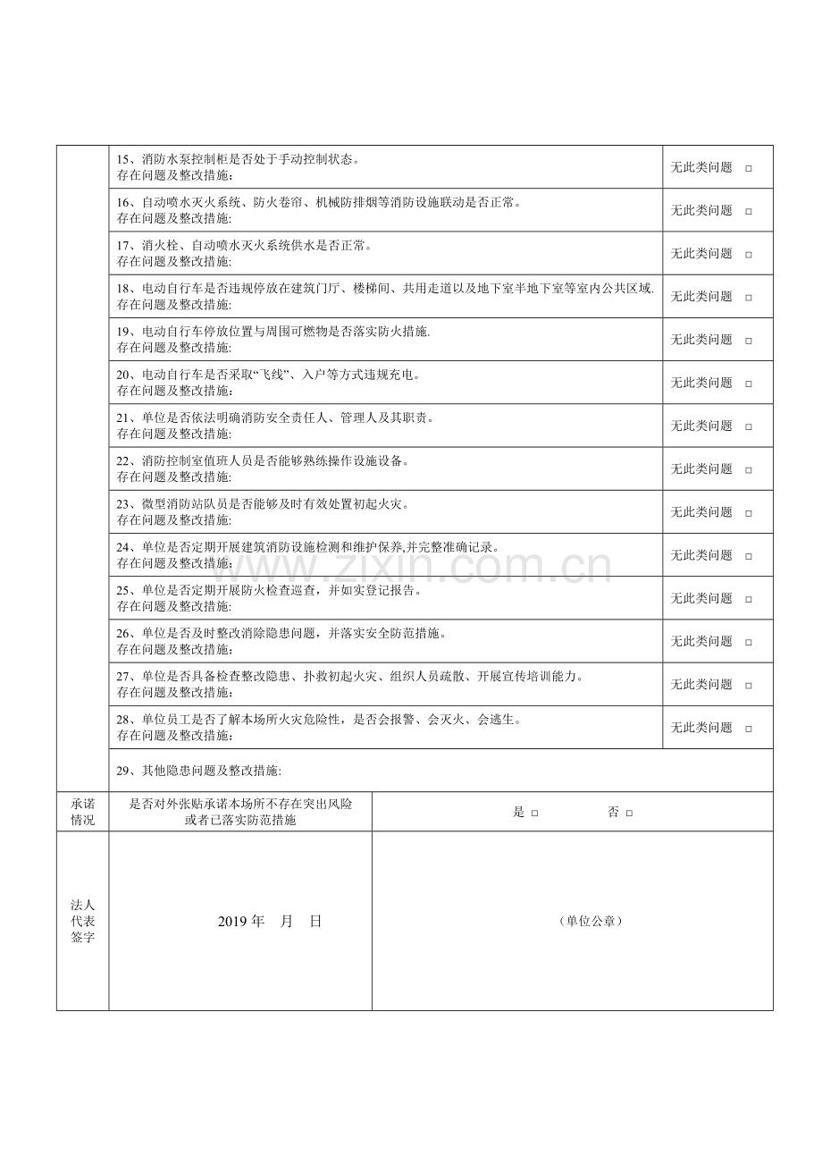 九类场所消防安全风险自查情况登记表.doc_第2页